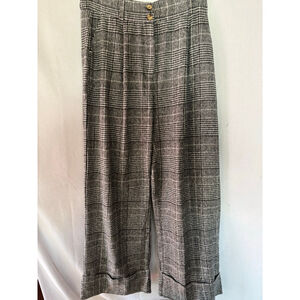 Women's KOANDDAILY Black White Plaid Ankle Cropped Pants Size L